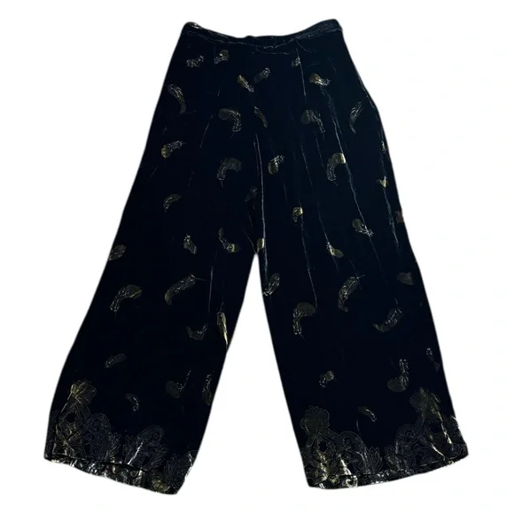 Citron Santa Monica women’s medium silk blend velvet wide leg feather pants - Picture 1 of 4
